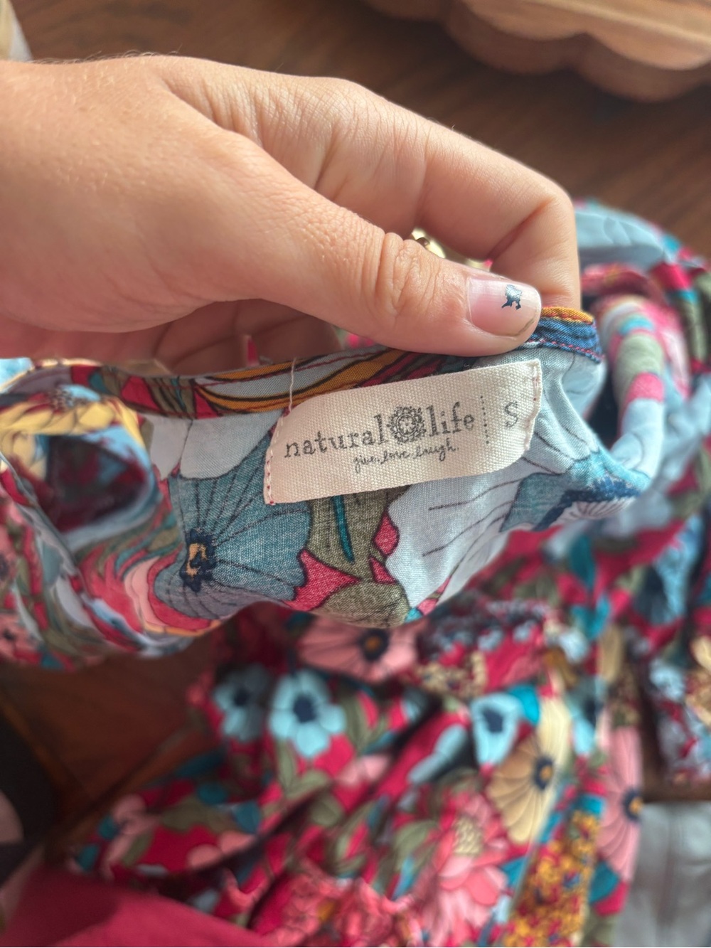 Natural Life Collette tiered blue red floral maxi dress boho size S - Picture 7 of 8